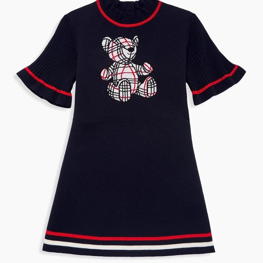 Burberry  Little Girl's Girl's Avrile Wool black red teddy bear dress 2T